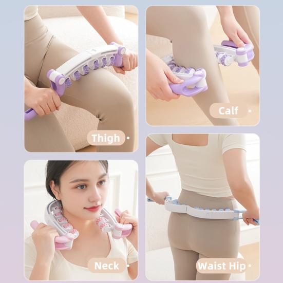 Leg Massage Roller Anti-Cellulite Lymphatic Drainage Deep Tissue Therapy Thighs Arm Back Shoulder Muscle Relaxation Massage Tool with 12 Rollers