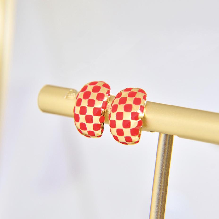 

Модные серьги-пусеты в клетку из стерлингового серебра 925 пробы с золотым покрытием для женщин S925 Silver