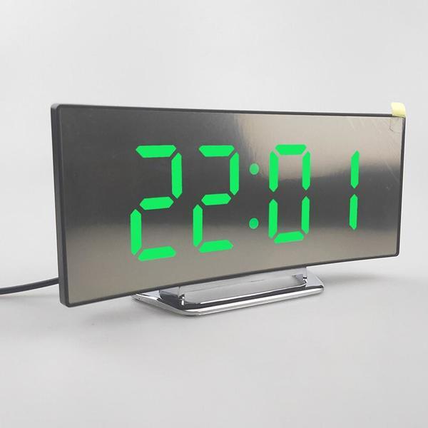 Budíky se zakřivenou LED obrazovkou Digitální budík Stolní hodiny Domácí pokoj Elektronický budík