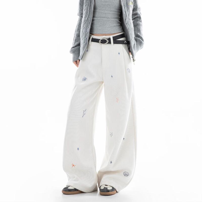 

ICH MODE Women s Winter Thickened Corduroy Loose Straight Wide-Leg Casual Pants S