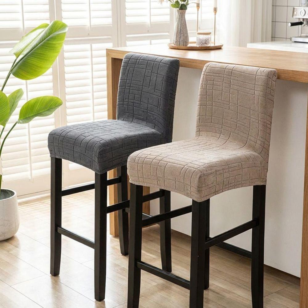 Removable Short Back Chair Covers Elastic Bar Stool Covers Chair Cushion Cover Dining Room