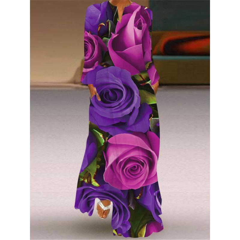 Long Sleeves Dress Loose Plus Size Catwalk Stage Costume Ethnic Retro Style Long Dress Travel Photography Beautiful Dress