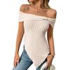 Summer Women's Slim Asymmetrical One Shoulder Sweet Sexy T-shirt Top, Crossbody Europe America Casual Tee