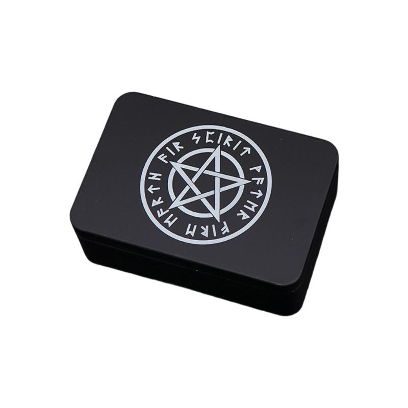 Game Card Box Astrology Trinkets Box Metal Card Storage Case Container for Fortune Telling, Witches