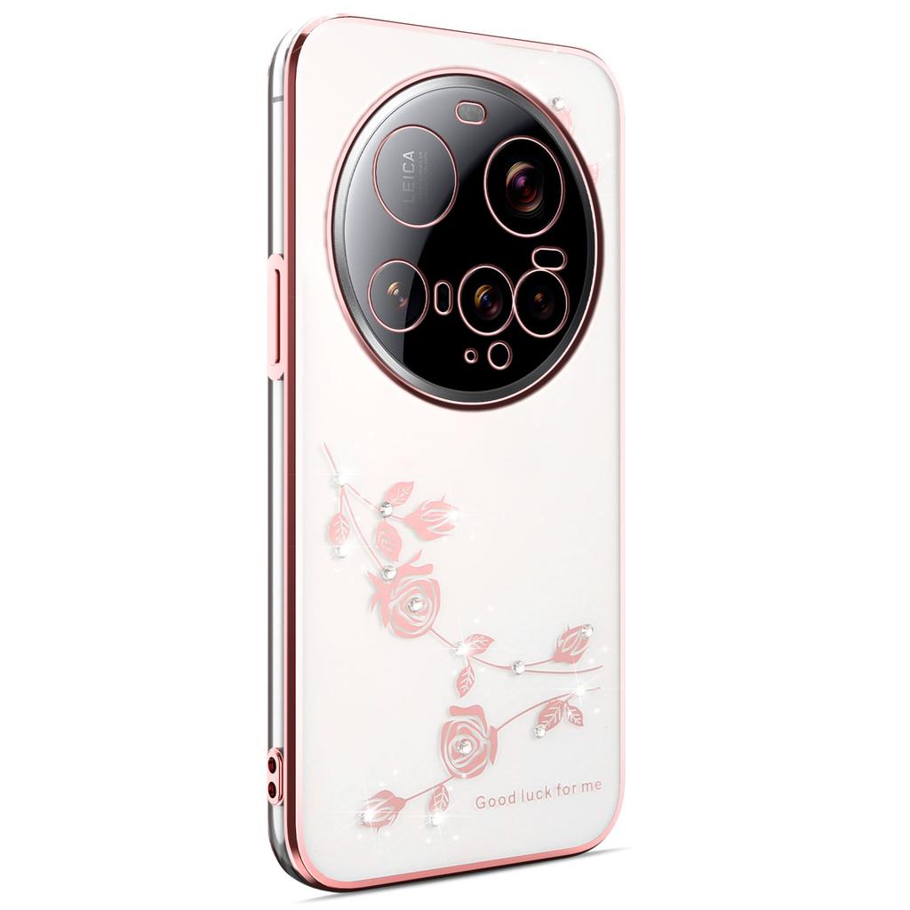 KADEM For Xiaomi 15 Ultra Case Flower Rhinestone Decor Electroplating TPU Phone Cover