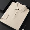 Men's Solid Color Casual Polo Collar Long Sleeve Knitwear Pullover