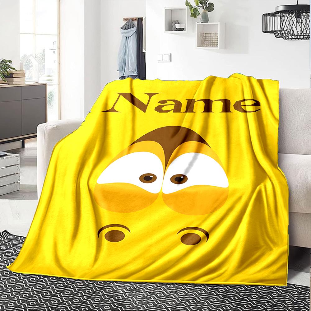 Customiz Name Personality Larva Blanket Soft &Warm Sofa Office Bed Travel Lunch Break Blanket, Gift Suitable All Seasons
