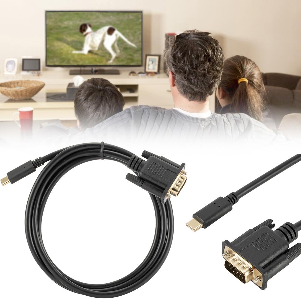 

1.8M 1080P USB C to VGA Cable Portable Type C to VGA Converter Adapter Cable