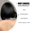 Bob Black Synthetic Wigs Straight Cosplay Short Daily Natural Looking Hair Wig with Bangs Heat Resistant Fiber for Women Afro