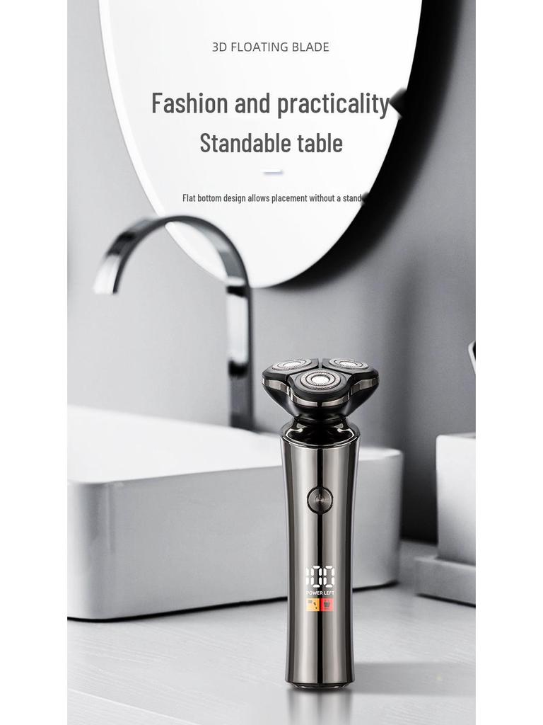 Cross New Men's Rechargeable Electric Shaver: Full Body Washable Rotary Three-Blade Beard Trimmer