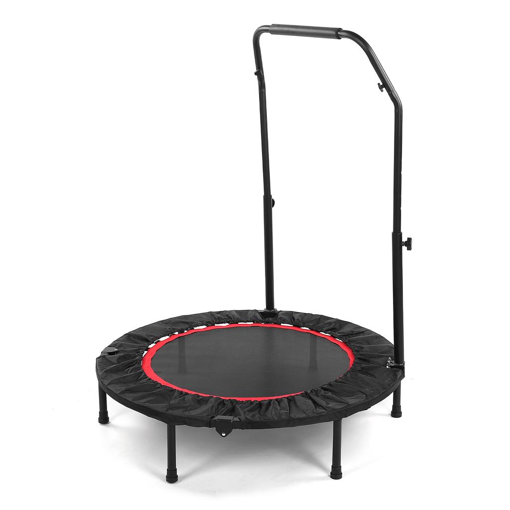 Foldable Trampoline with Adjustable Handle 3 Height Levels for Kids Adults Fitness Indoors Outdoors Black Red 40inch