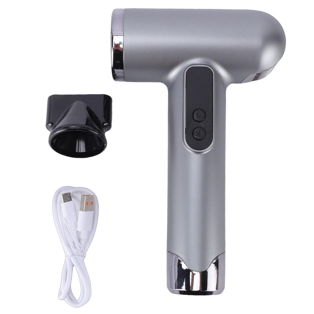 Cordless Hair Dryer 15600mah USB Rechargeable Adjustable Blow Dryer Low Noise for College Dormitory 200W Gray