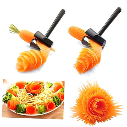 

OKUMEYR Cucumber Curler, Vegetable Shaver, Zucchini Spaghetti Maker, Cucumber Curler, Spiral Vegetable Slicer, Carrot Flower Tool, Potato Peeler, Kitc