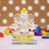Yellow and Transparent Double Sided Crystal Car Ganesha Showpiece