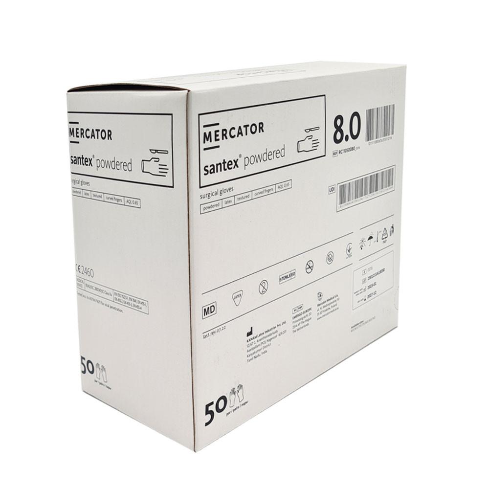 Mercator Santex Powdered Sterile Latex Surgical Gloves 8.0 50 Pairs