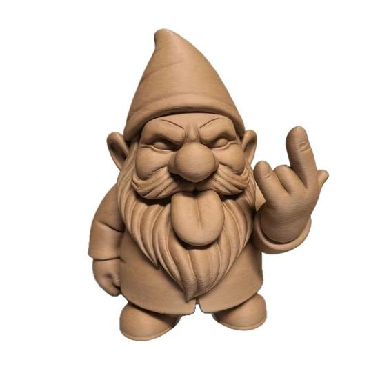 Funny 3D Printed Garden Gnome Statue Quirky Tongue Out Figurine with Hand Gesture