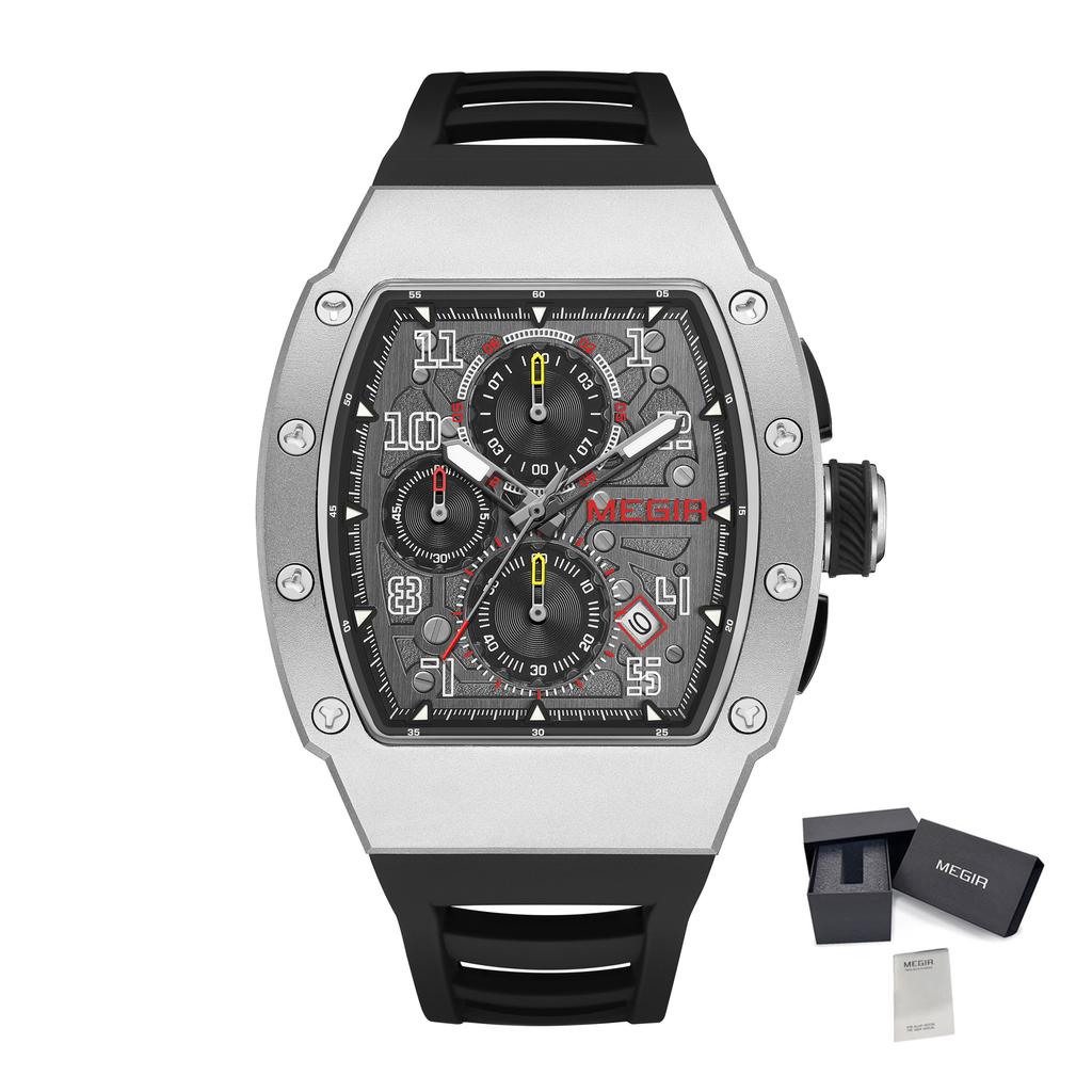 MEGIR Neue Mode Quarzuhr Herren Luxus Silikon Sport Militärische Armbanduhr Chronograph Wasserdichte Uhr Relogio Masculino 8411