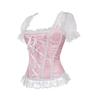 Pink Lace Short Sleeve Corset Top Style Corselet Corsets