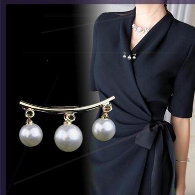 Women Fashion Alloy Pearl Beads Brooch Jewelry Accessories for Scarf Shawl Dress