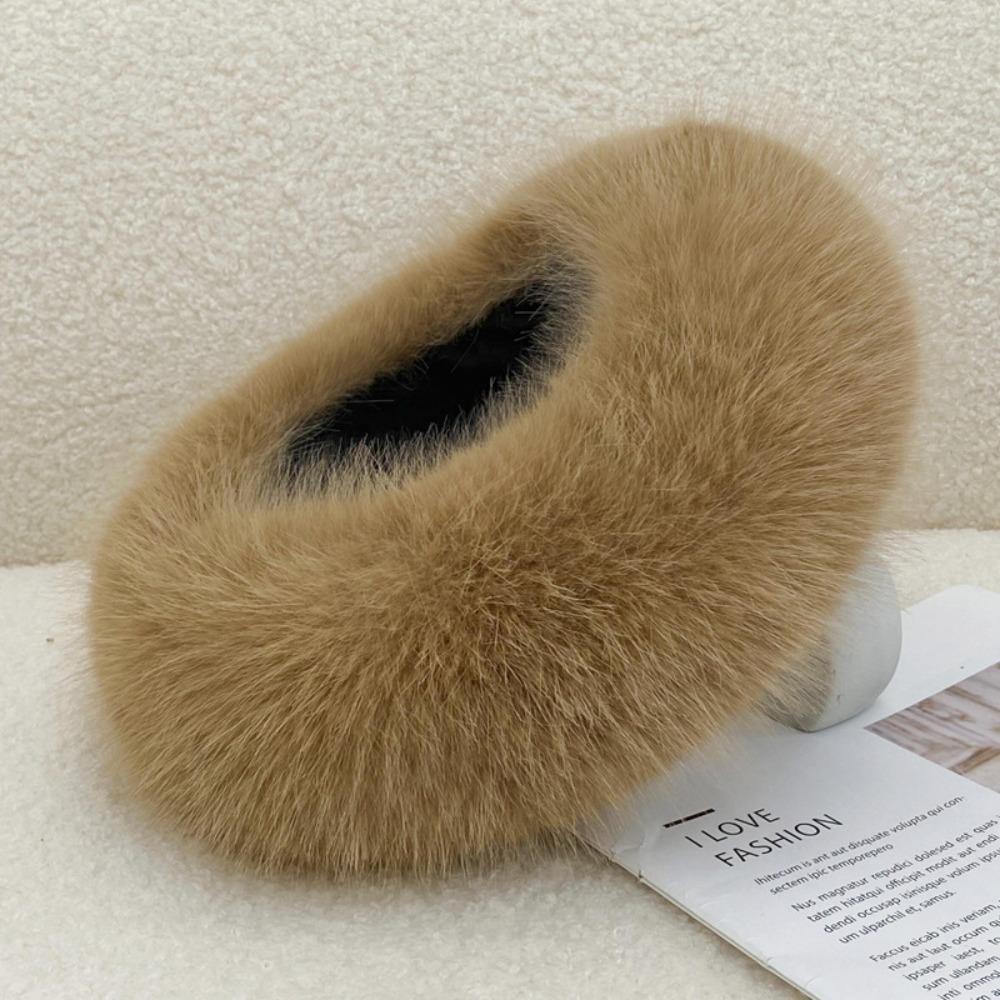 Thick Winter Hat Imitation Fox Fur Wide Headwrap Fashion Elastic Ski Hats  Winter