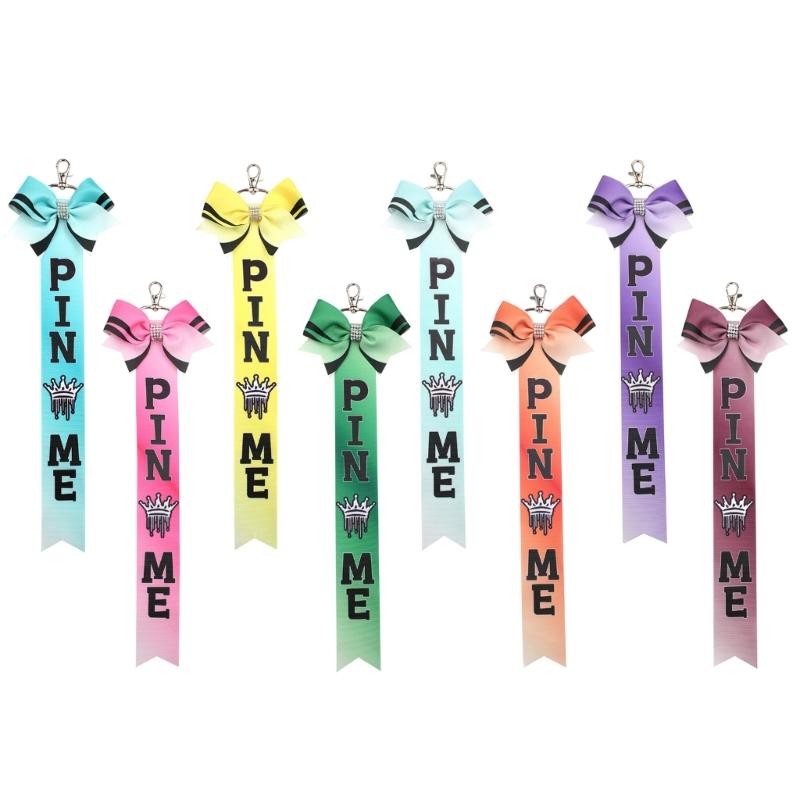 10pcs Glittering Rhinestones Bowknot Keychains Bulk Pack Cheerleading Team Spirit Accessories for Backpacks Bags