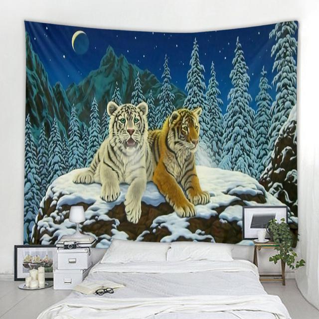 3D Tiger Decoration Tapestry Curtain Home Bedroom Living Room Decoration Curtain Tapestry Bohemian Hippie Style