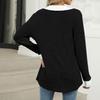 Women's Fashionable Lapel Long Sleeved Color Blocked Loose Casual Pullover Top