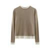 Women's Cashmere Knitwear Round Neck Two-Piece Color Block Slimming Pullover Sweater