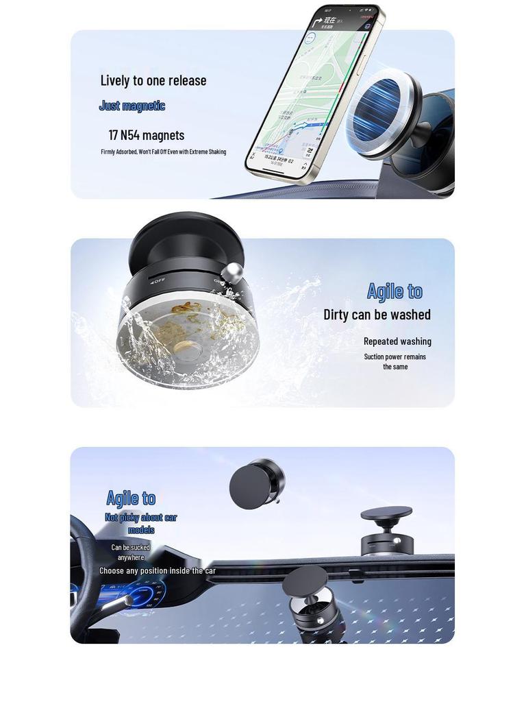Magnetic 360° Rotating Car Phone Holder with Suction Mount