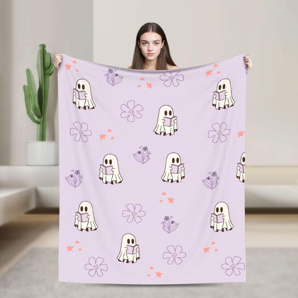 Ghost Reading Blanket Quality Warm Soft 2025 New Halloween Throw Blanket Winter Kid Adult Couch Chair Sofa Bed Fashion Bedspread