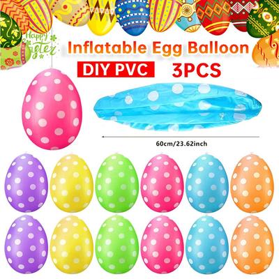 2025 Easter Giant Egg Decoration PVC Easter Inflatable Egg Balloon DIY Colored Egg Balloon for Outdoor Garden Yard Lawn Pendant
