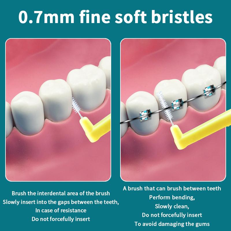 Dental Interdental Brushes Oral Hygiene Flossing Head L/I Shape Tooth Cleaning Tool for Braces Toothpick