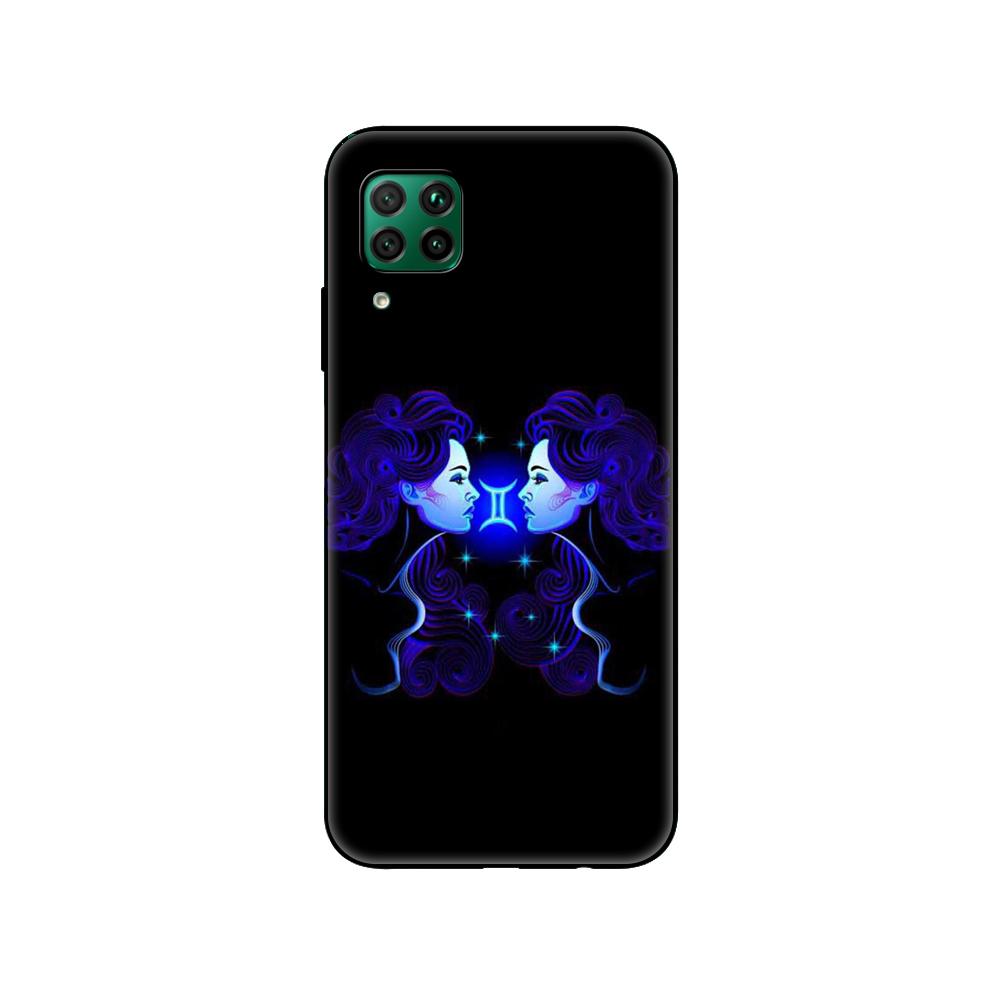 

Черный чехол из ТПУ для Huawei P30 Lite P30 Pro P40, чехол для Huawei P40 LITE EP Smart 2020, чехол со знаками зодиака huawei P30 Pro