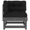 Corner Sofa Set with Cushions 2 pcs Grey Solid Pine Wood