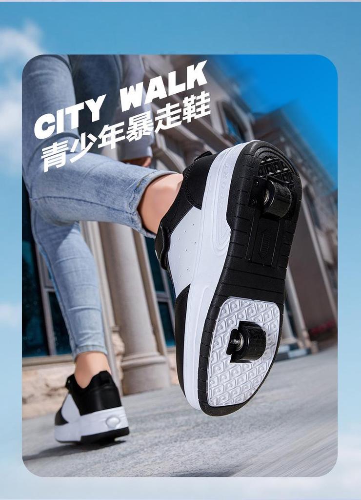 2025 Rollschuhe für Jungen & Mädchen, Doppelschuhe, Trendige Knopf-Rollen Freizeitsport-Schuhe