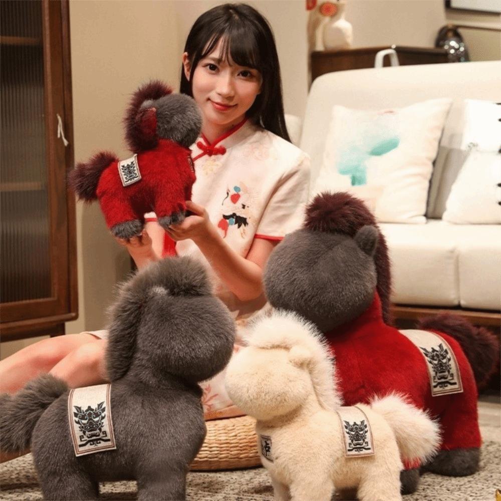 Soft Plush Horse Doll Fluffy Stuffed Animal Toys Good Luck Zodiac Pony Figurine  New Year Day
