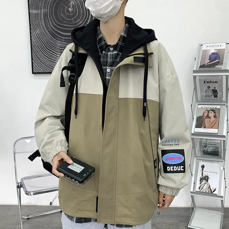 Spring & Fall Men Coat Korean Style Loose Jacket Casual Hooded Windbreaker Trend Student Top