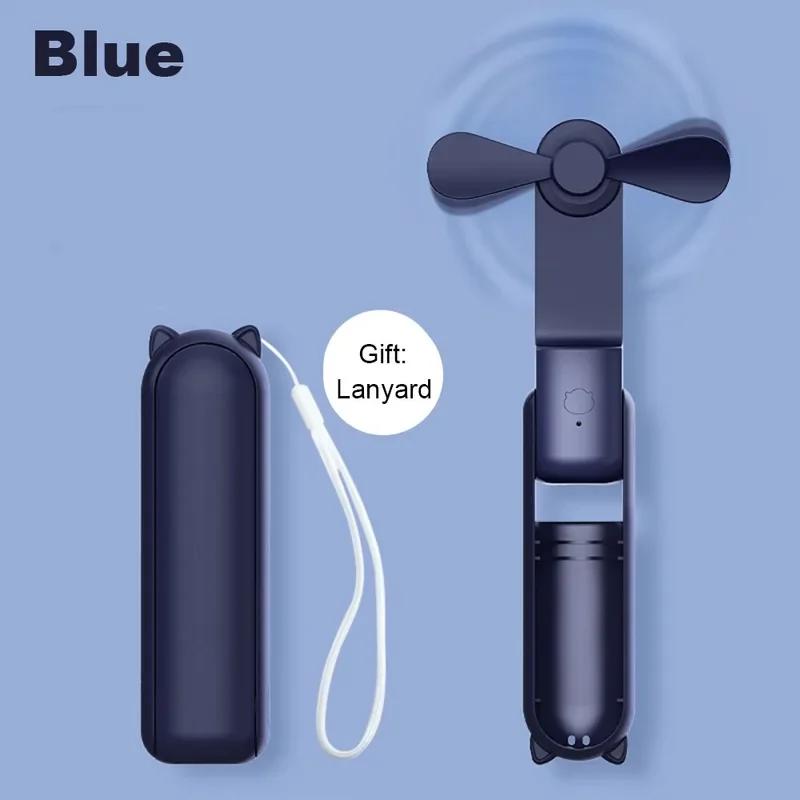 

2000mAh Power Bank 3 Gears Portable Fan Super Mini Handheld Fan USB Rechargeable Fan Foldable Hand Held Small Pocket Fan сапфир синий