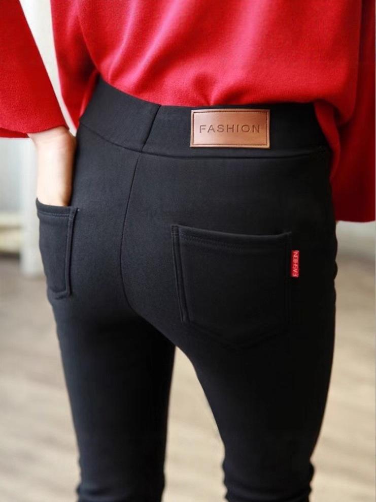 Southeast Asia Exclusive Plus Size Women's Black Elastic Skinny Pants