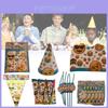Conjunto de Louça de Festa Emoji Com Pratos Descartáveis, Copos, Guardanapos e Toalha de Mesa Para Celebrações de Feriado