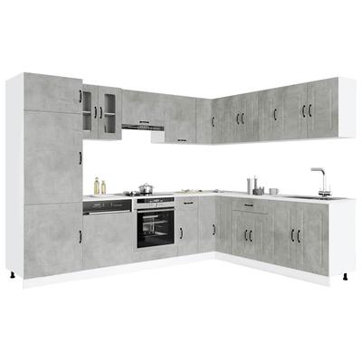 Vidaxl Kitchen Cabinet Set Kalmar, 14-Piece, Concrete Grey