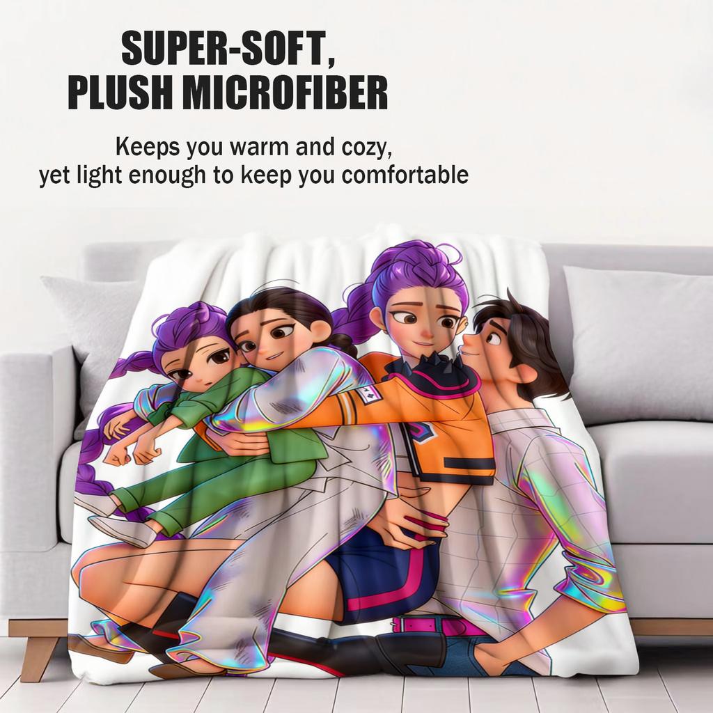 KPop Demon Hunters Printed Blanket Girls Boys Plush Throw Blanket Sofa Blankets Warm Birthday Gifts For Girls Huntrix Blankets