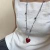 Collana con Ciondolo a Forma di Cuore Elegante Semplice Cavo Regolabile Fascino in Resina Collana a Coulisse Catena per la Clavicola Per Uso Quotidiano