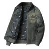 Men's Denim Jacket Vintage Slim-fit Motorcycle Embroidered Zipper Casual Jacket Coat