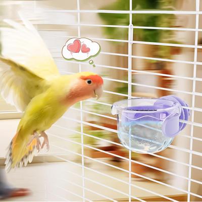 Portable Bird Feeder for Cage Parakeet Feeder Anti-Spill Dish for Feeding Drinking Parrot Macaw Cockatiel Outdoor Aviary Garden
