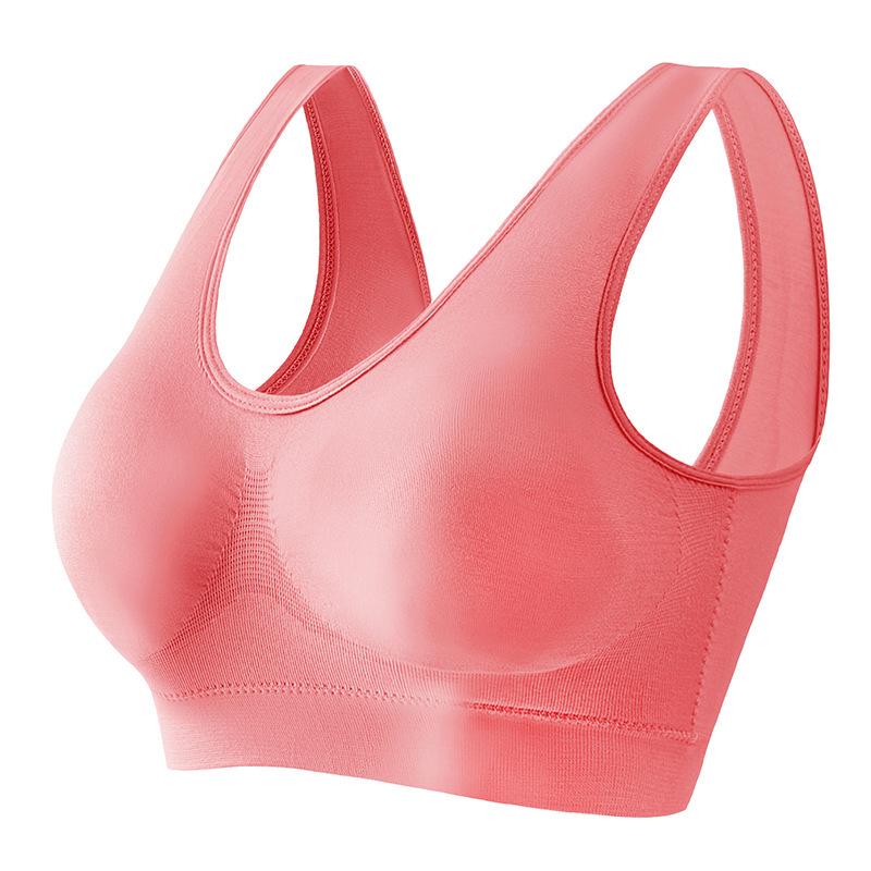 Bezszwowy biustonosz sportowy damski: Bez fiszbin, krzyżowy krój na plecach, idealny do jogi, biegania i fitnessu, dostępny w dużych rozmiarach