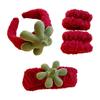 Strawberry Plush Face Washing Headband Set With Wristbands Cute Hair Band For Women Men Makeup Skincare Soft Absorbent Material