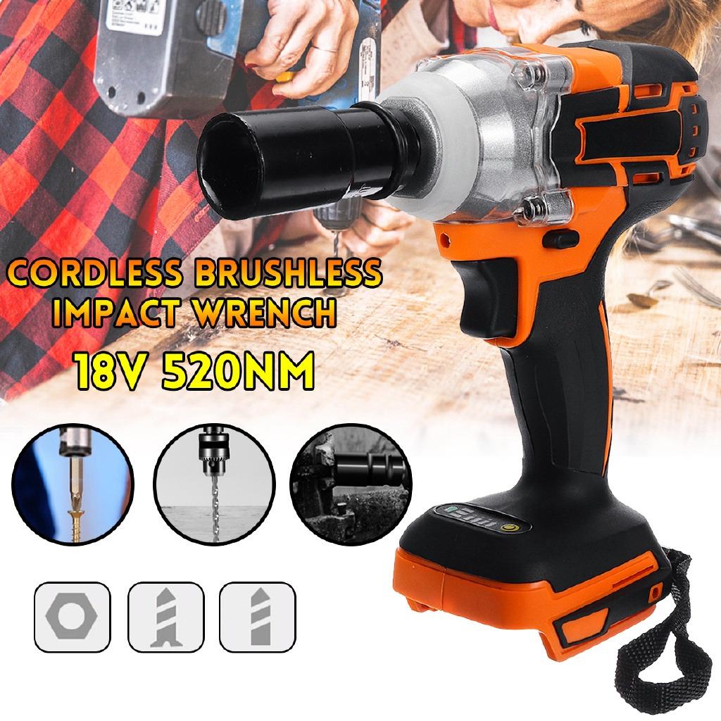 520 N.m Electric Brushless Cordless Impact Wrench 18V Rechargeable Hand Drill Power Tools 4000rpm For  Battery New