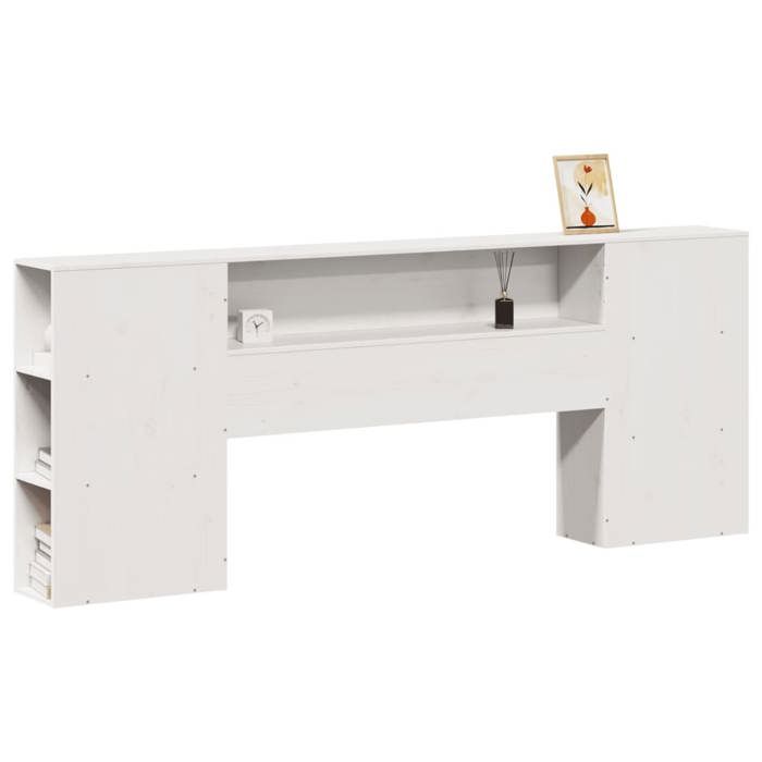 VidaXL Headboard with Storage White 180 Cm Solid Pine Wood, Wooden Headboard, Headboard with Storage, Head 855622
