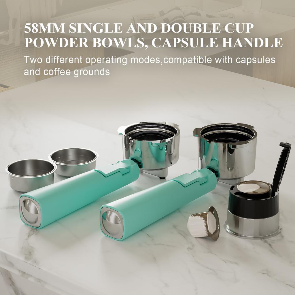 Professional Multifunctional Semi-Automatic Electric Espresso Capsule Coffee Machine 20 Bars Aluminum Housing